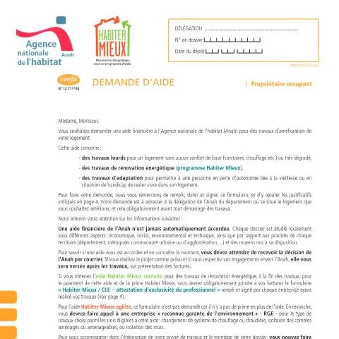 Aperçu du document Demande d'aide Anah pour travaux : mode d'emploi du dossier — Immobilier & foncier (CERFA n°12711*08)