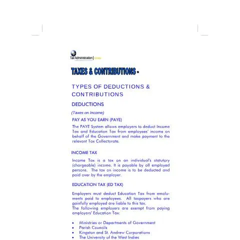 Document preview: Understanding Taxes and Contributions in Jamaica — Taxes (CERFA n°taxes_and_contributions)