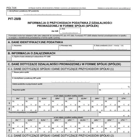 Document preview: Rola formularza PIT-28/B w rozliczeniu przychodów — Podatki i fiskalność (CERFA n°PIT-28/B)