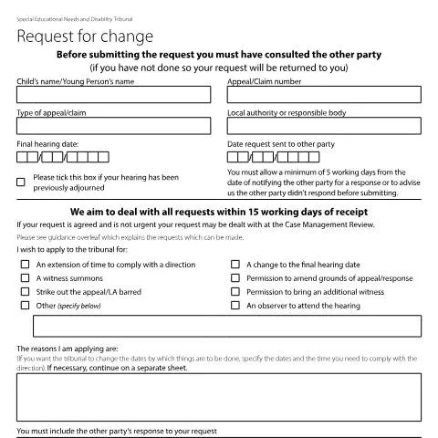 Document preview: How to Request Procedural Changes in SEND Tribunal Cases — Legal & justice