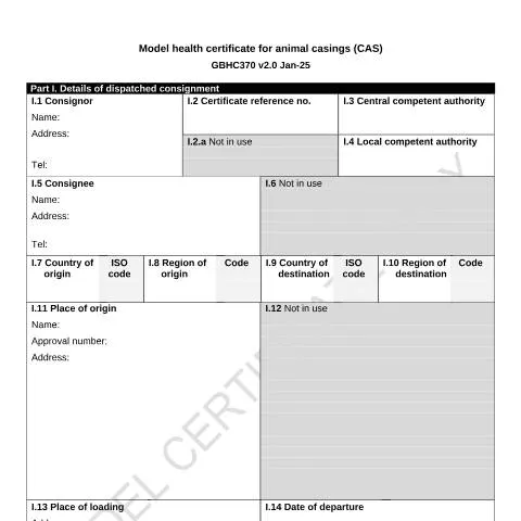 Document preview: Understanding GBHC370: Export Certification for Animal Casings — Health