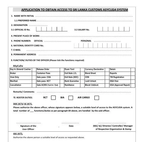 Document preview: Navigating ASYCUDA Application Forms for Customs Personnel — Government & admin