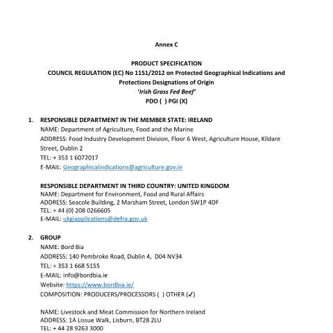Document preview: Exploring the PGI Application for Irish Grass Fed Beef — Government & admin (CERFA n°DFEB406B)