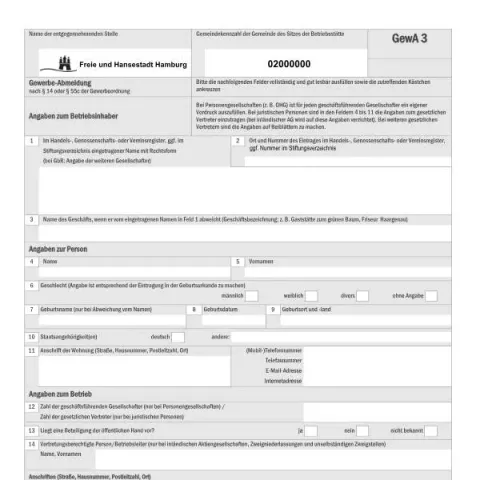 Dokumentvorschau: Gewerbe-Abmeldung in Hamburg: Anleitung und Formular — Unternehmen (7380-5)