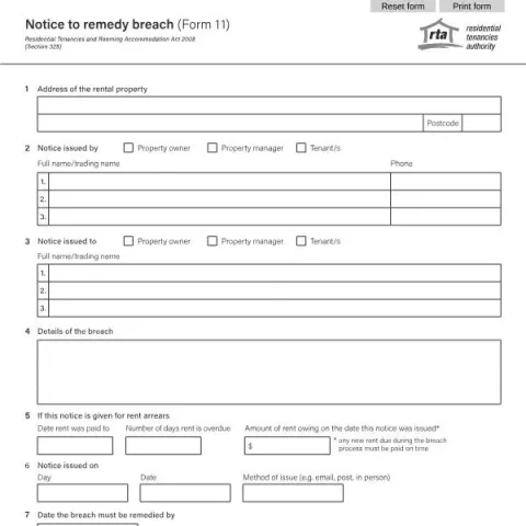 Document preview: Understanding the Residential Tenancies Authority Form 11: Notice to — Housing (Form 11)