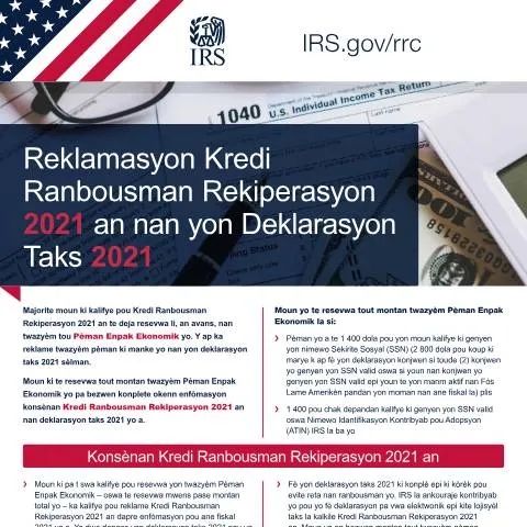 Document preview: Unlock Your Recovery Rebate Credit with IRS Publication 5486-BHT — Taxes (CERFA n°PUB-5486BHT)