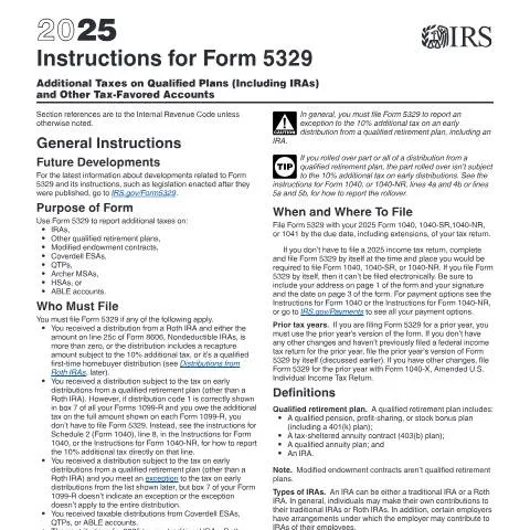 Document preview: A Comprehensive Guide to IRS Form 5329 Instructions — Taxes (CERFA n°INST-5329)