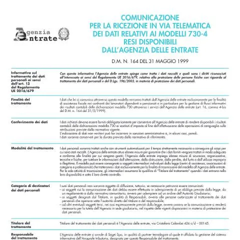 Anteprima documento Guida al flusso modelli 730-4 per comunicazioni fiscali — Tasse e fisco