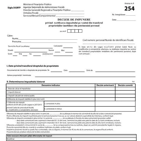 Document preview: Importanța Deciziei de impunere Dec_254_2016 în fiscalitate — Impozite & fiscalitate (CERFA n°Dec_254_2016)