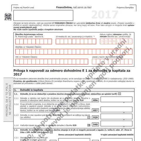 Dokumentvorschau: Das Formular E1kv-SI für die Einkommensteuererklärung 2017 — Steuern (CERFA n°E1kv-SI)