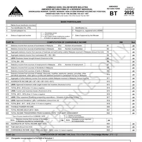 Document preview: Panduan Lengkap Borang BT 2025 untuk Pembetulan Cukai — Cukai & percukaian (CERFA n°BT)