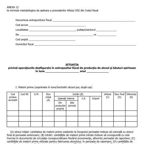 Document preview: Importanța Anexei 12 în gestionarea antrepozitelor fiscale — Impozite & fiscalitate (CERFA n°A12_NMT8CF)