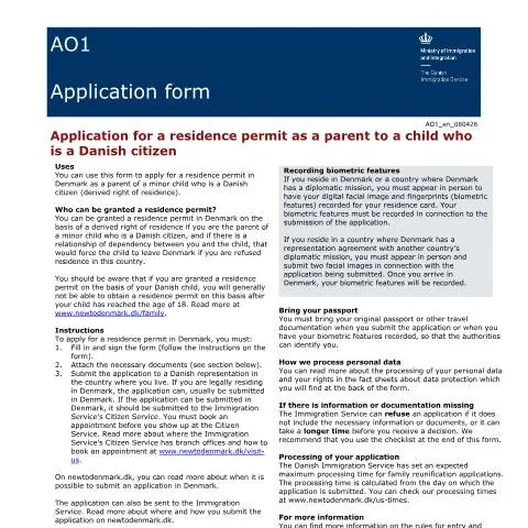 Document preview: Forståelse af AO1: Nøglen til ophold i Danmark som forælder — Civilstand & identitet (CERFA n°AO1)