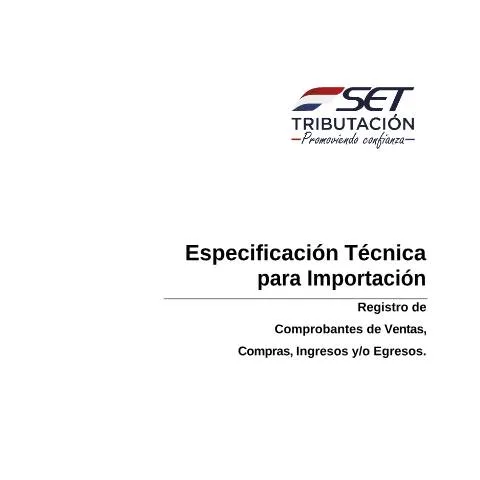 Vista previa del documento Especificaciones Técnicas para el Registro de Comprobantes en — Trámites administrativos