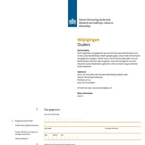 Documentvoorvertoning: Belang van het Formulier 'Wijzigingen Ouders' voor Financiële Steun — Overheid & administratie