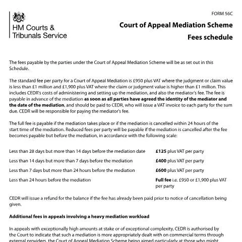 Document preview: Understanding the Fees and Processes of Form 56C — Legal & justice