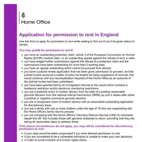 Document preview: England Permission to Rent: Breaking Down Housing Barriers — Housing