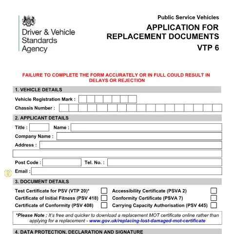 Document preview: How to Replace Lost Bus and Coach Certificates in the UK — Government & admin