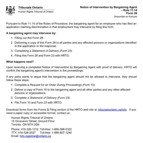 Document preview: Guide to Form 28: Intervention Notice by Bargaining Agent (English / French) — Legal & justice (Form 28)