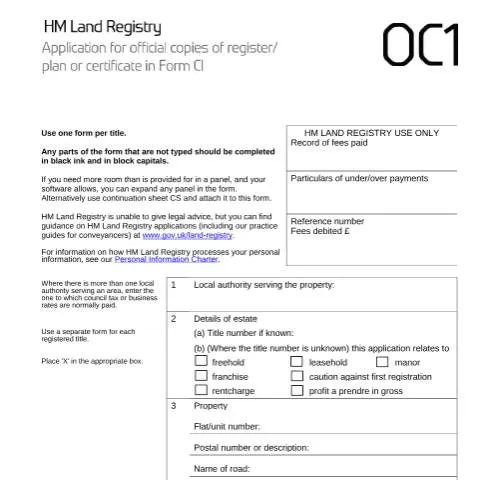 Document preview: Official Land Registry Records: Complete OC1 Application Guide — Property & real estate