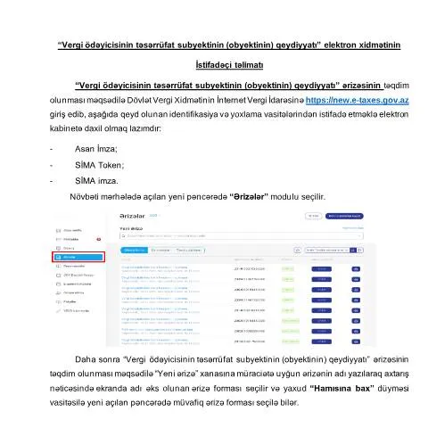 Document preview: Təsərrüfat subyektinin qeydiyyatı: İlk addımınız — Vergilər & maliyyə