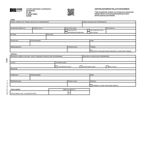 Document preview: Arvonlisäveron palautushakemus DCA-sopimuksen mukaan — Verot & verotus (CERFA n°Vero 6169)
