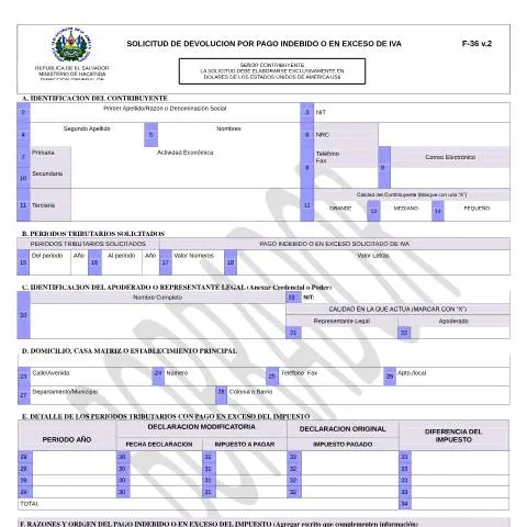 Vista previa del documento Aspectos Clave del Formulario F-36-V2 para Contribuyentes — Impuestos (CERFA n°F-36-V2)