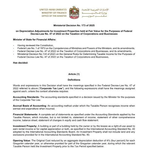 Document preview: Understanding Depreciation Adjustments for Investment Properties in — Taxes (CERFA n°Ministerial Decision No. 173 of 2025)