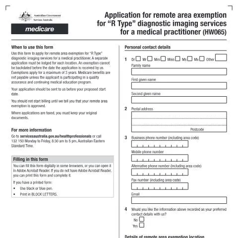 Document preview: Understanding the HW065 Form for Remote Healthcare Services — Health (CERFA n°HW065)