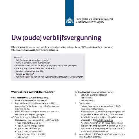 Documentvoorvertoning: Belang van uw (oude) verblijfsvergunning in Nederland — Gezin (CERFA n°1320)