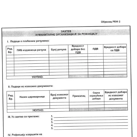 Document preview: Razumevanje Obrazca REF 2 u humanitarnoj pomoći — Administrativne procedure (CERFA n°ObrazacREF2)