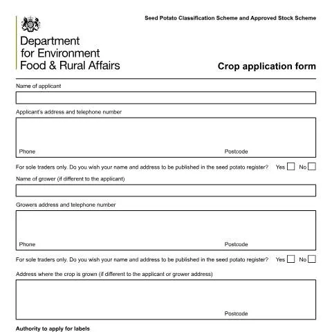 Document preview: Essential Guide to Seed Potato Crop Application Process — Government & admin