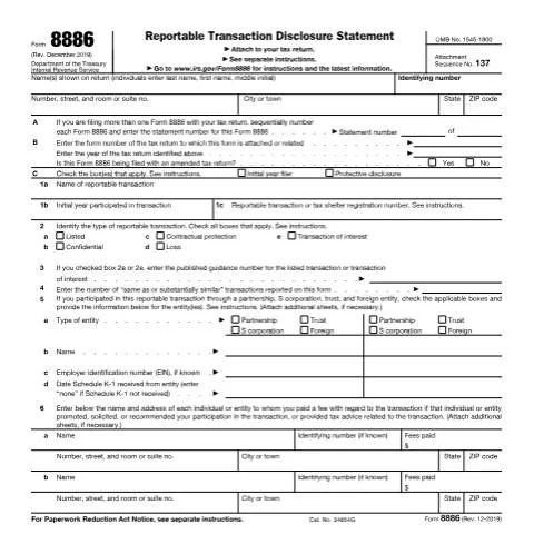 Document preview: Navigating the Complexities of IRS Form 8886 — Taxes (CERFA n°8886)
