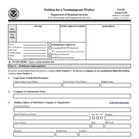 Document preview: Navigating USCIS Form I-129 for Employment Opportunities — Immigration & visas (CERFA n°I-129)