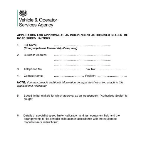 Document preview: Enhance Road Safety: Become a Speed Limiter Centre — Vehicle & driving