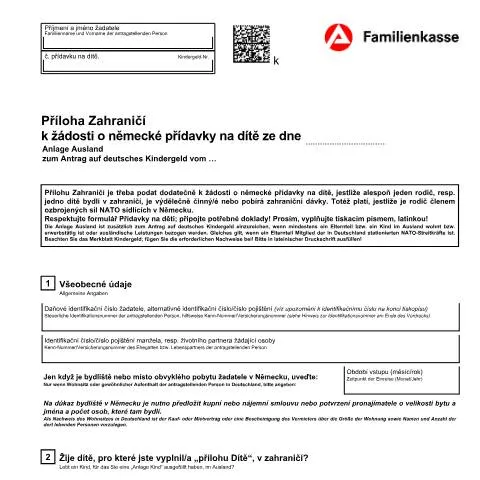 Dokumentvorschau: Das Formular KG51-cz für den Kindergeldantrag verstehen — Familie (CERFA n°kg51-cz-anlageausland_ba032545)
