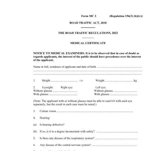 Document preview: Medical Certificate Form Jamaica: Essential for Road Safety — Health (CERFA n°Medical+Certificate)