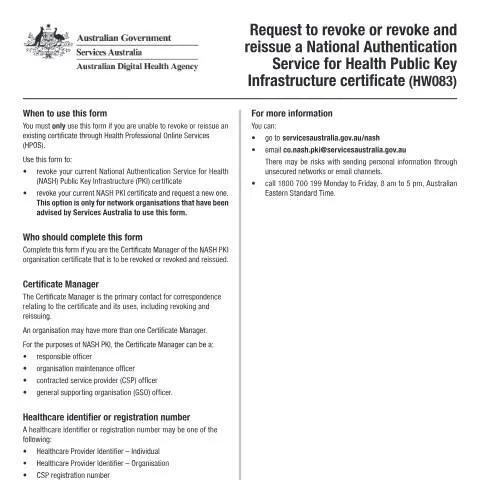 Document preview: Understanding the HW083 NASH PKI Certificate Form — Health (CERFA n°HW083)