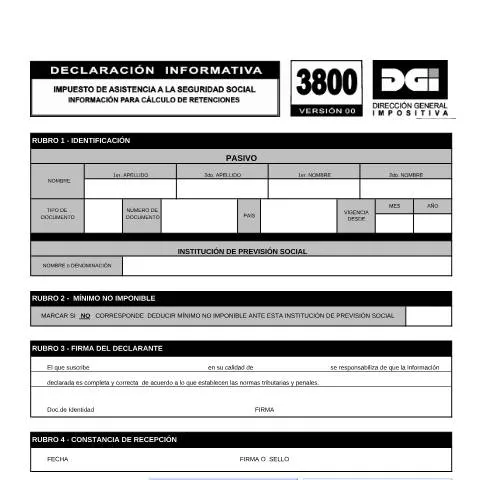 Vista previa del documento Guía Completa del Formulario 3800 de la DGI — Impuestos (CERFA n°3800)