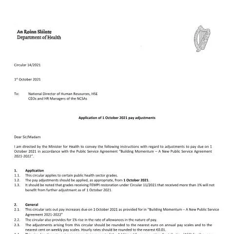 Document preview: Understanding the 2021 Consolidated Pay Scales Circular for Irish — Work & employment