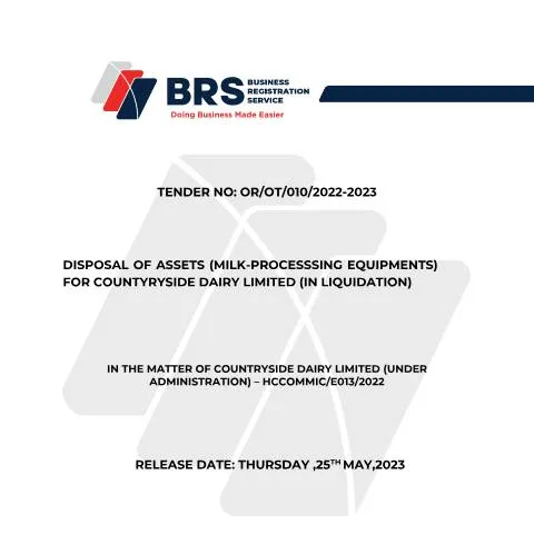Document preview: Understanding the Tender Process for Countryside Dairy's Assets — Government & admin (CERFA n°TENDER-DOCUMENT-FOR-DISPOSAL-OF-ASSETSMILK-PROCESSING-EQUIPMENT-FOR-COUTRYSIDE-DAIRY-LIMITEDIN-LIQUIDATION)