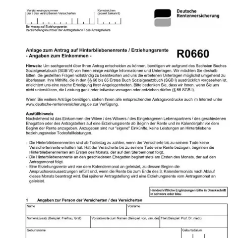 Dokumentvorschau: Verstehen des Formulars R0660 , Einkommenserfassung — Rente & Pension (R0660)