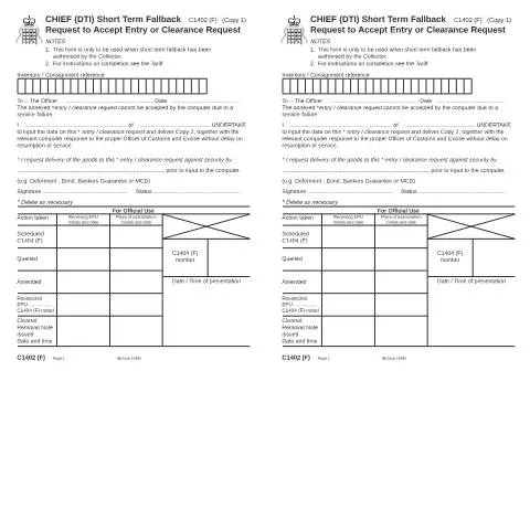 Document preview: Navigating CHIEF and CDS Downtime with C1402 (F) Form — Government & admin