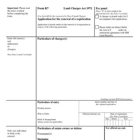 Document preview: Mastering the K7 Form for Land Registration Renewal — Property & real estate