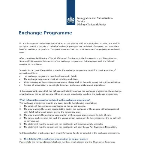 Documentvoorvertoning: Inzicht in het Exchange Programme van de IND — Immigratie & visa (CERFA n°3015)