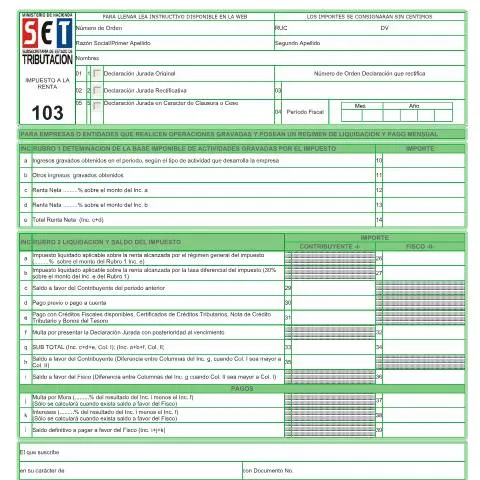 Vista previa del documento ¿Qué es el formulario 103 y cómo se usa en Paraguay? — Impuestos (CERFA n°F103)