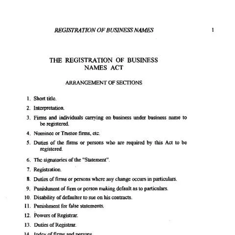 Document preview: Understanding the Registration of Business Names in Jamaica — Government & admin (CERFA n°RBNA 2006)