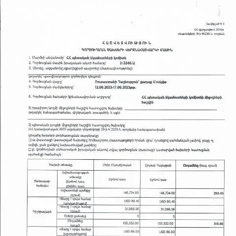 Document preview: 2023 թվականի հունիսի 12-17-ի գործուղման ծախսերի հաշվետվություն — Ադմինիստրատիվ ընթացակարգեր