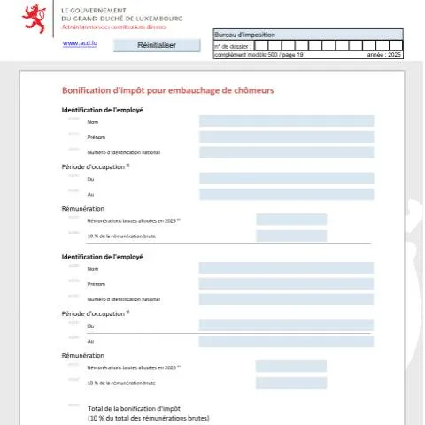 Aperçu du document Réduction d'impôt pour l'embauche de demandeurs d'emploi — Impôts & fiscalité (CERFA n°bchomf)