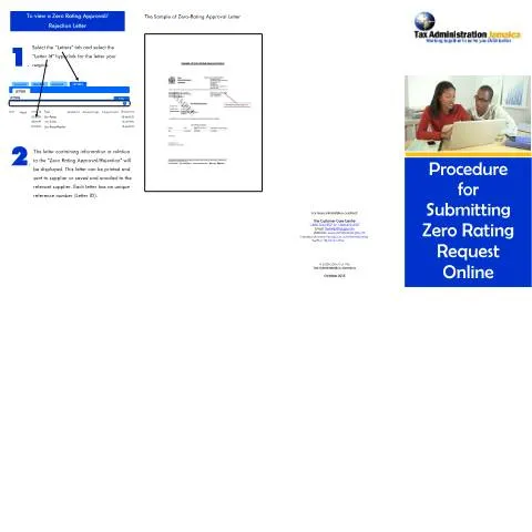 Document preview: Guide to Submitting Zero Rating Requests Online in Jamaica — Taxes (CERFA n°Procedure+for+Submitting+Zero+Rating+Requests+Online)
